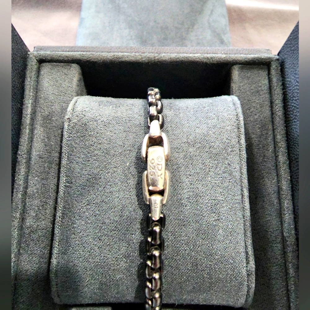 David Yurman Darkened Stainless Steel Box Chain Bracelet